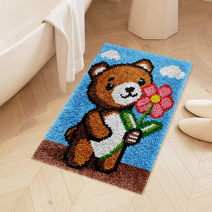 Bear with Flowers Latch Hook Rug Kit