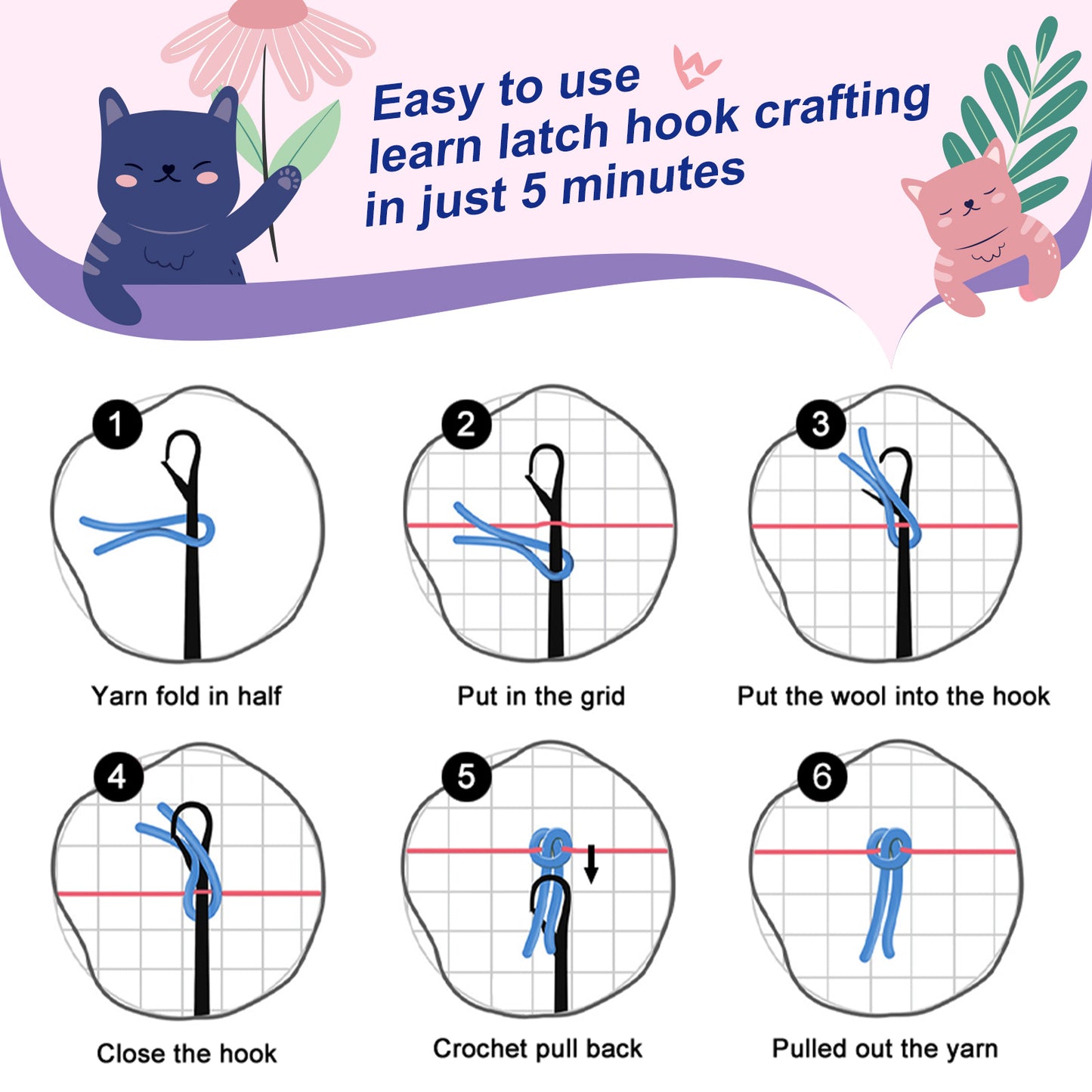 Cartoon Gnome Christmas Latch Hook Pillow Kit for Adult, Beginner and Kid