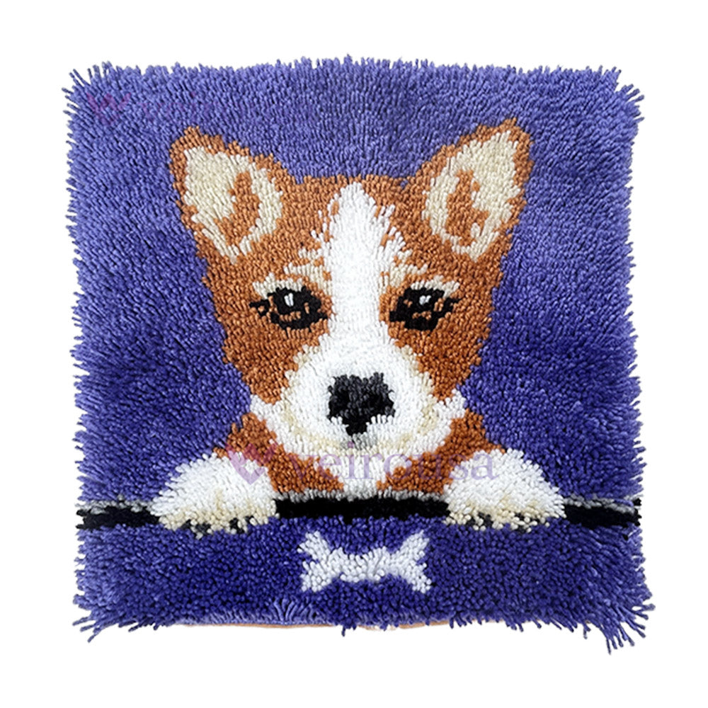 Corgi Puppy - Latch Hook Pillow Kit