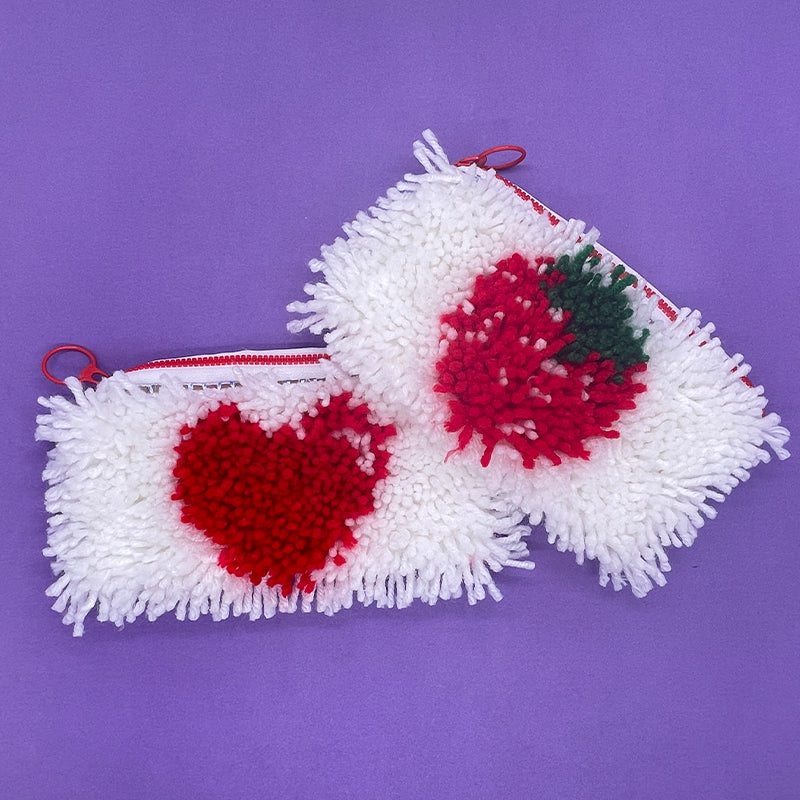 Strawberry, Banana and Heart - Pencil Case Latch Hook Kits
