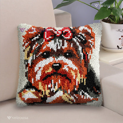 Yorkshire Terrier Dog Latch Hook Pillow Kit