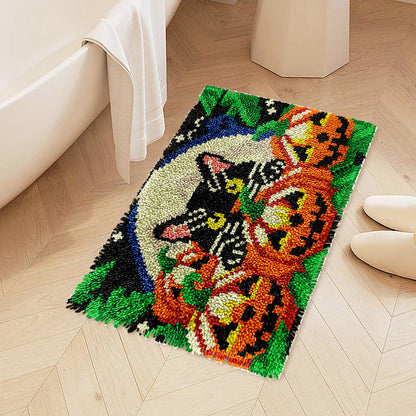 Black Cat Halloween Latch Hook Rug Kit