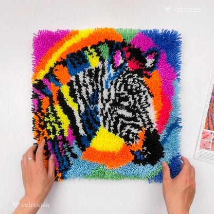 Zebra Latch Hook Pillow Kit