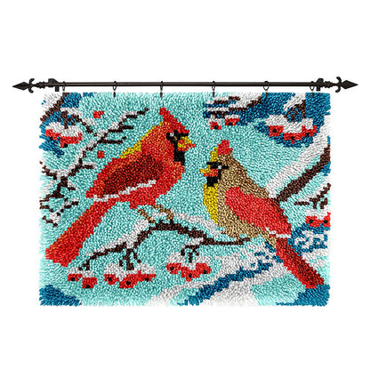 Two Cardinal Birds Latch Hook Rug Kit