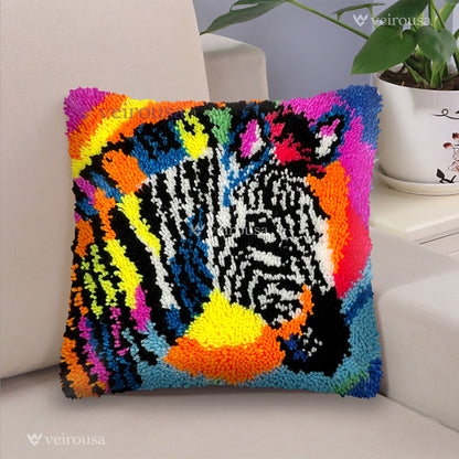 Zebra Latch Hook Pillow Kit