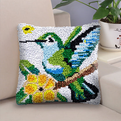 Hummingbird Floral Latch Hook Pillow Kit