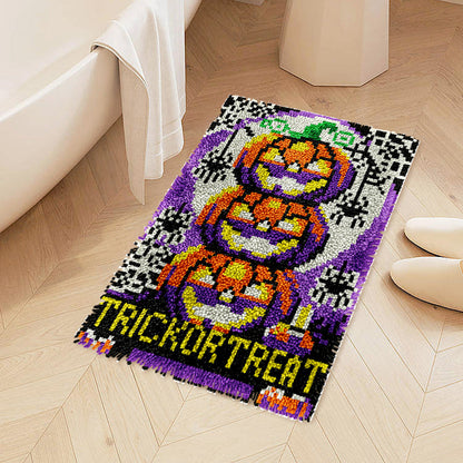 Three Pumpkins Halloween Latch Hook Rug Kit
