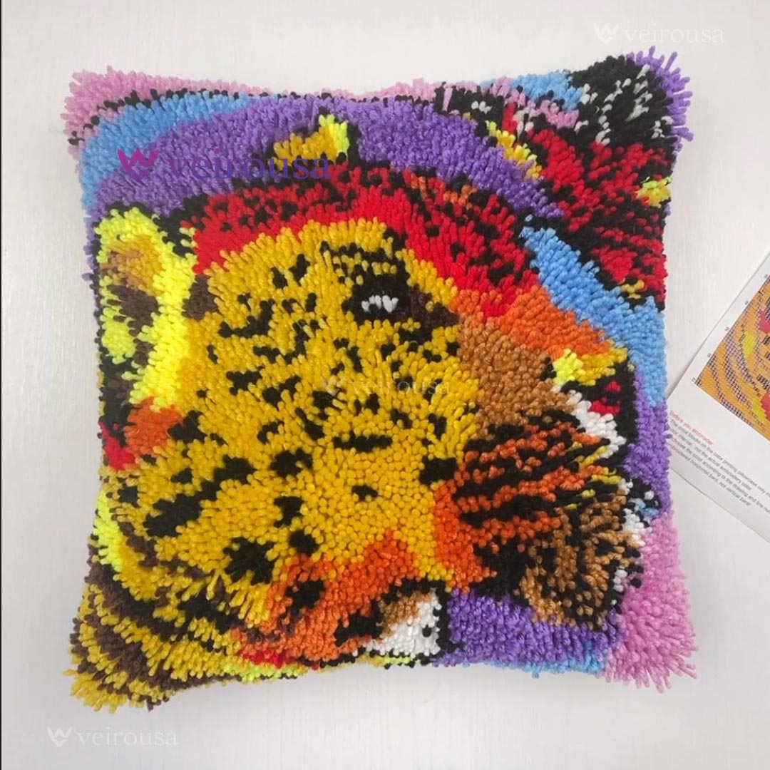Kit de coussin à crocheter motif léopard et papillon pour adultes, débutants et enfants