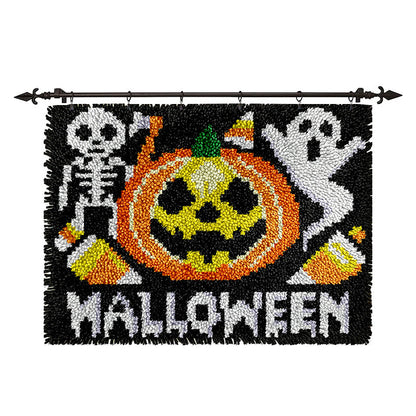 Pumpkin and Ghost Halloween Latch Hook Rug Kit