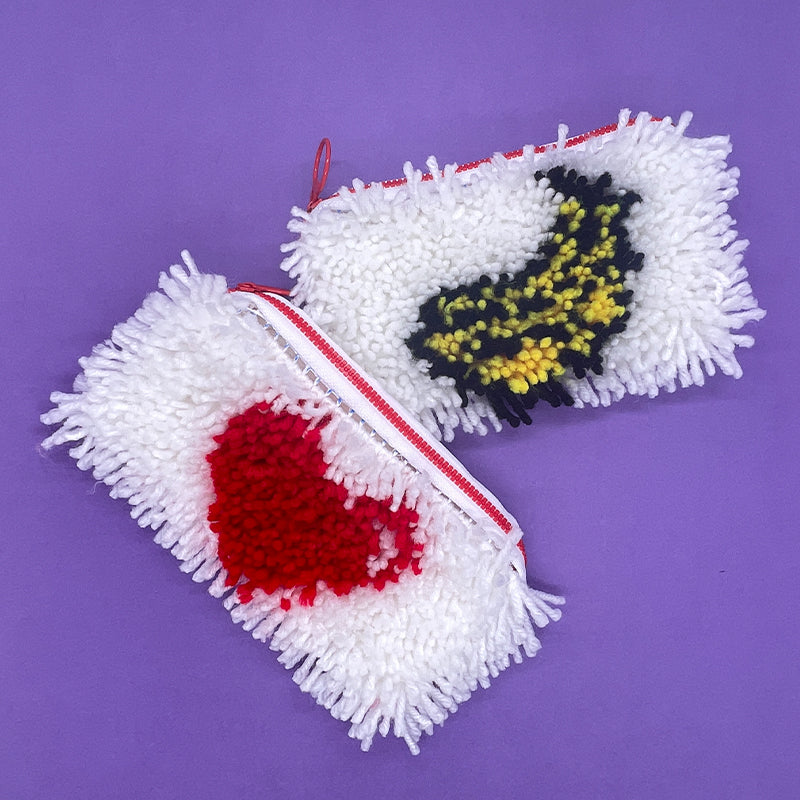Strawberry, Banana and Heart - Pencil Case Latch Hook Kits