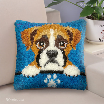 Boxer Puppy Latch Hook Pillow Kit