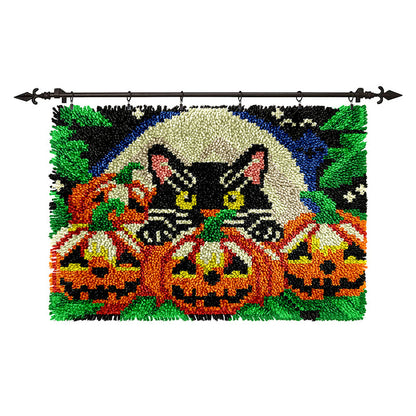 Black Cat Halloween Latch Hook Rug Kit