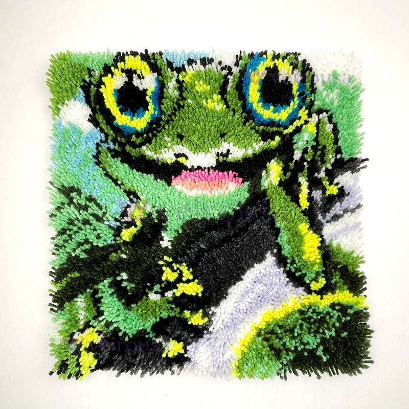 Kit de coussin à crochet Naughty Frog pour adultes, débutants et enfants