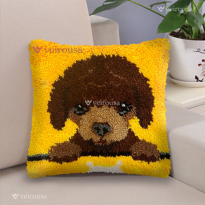 Poodle Puppy Latch Hook Pillow Kit