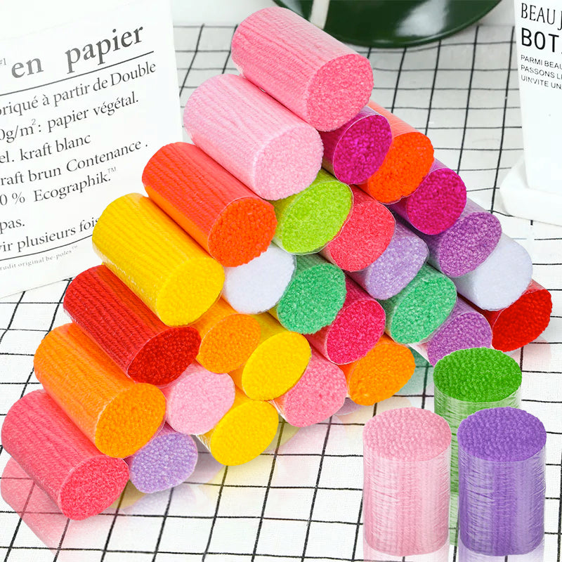 30 Pcs 15 Colors 4-Ply Latch Hook Pre-cut Yarn for DIY Craft Projects