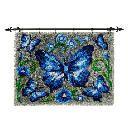 magic blue butterfly latch hook rug kit for adults kids and beginners