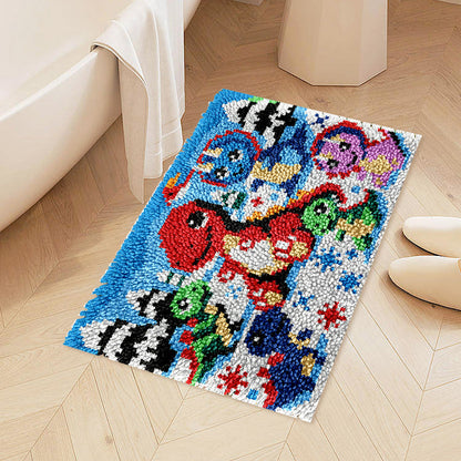 Kits de ganchillo para principiantes con diseño de dinosaurios y escena de nieve para alfombras