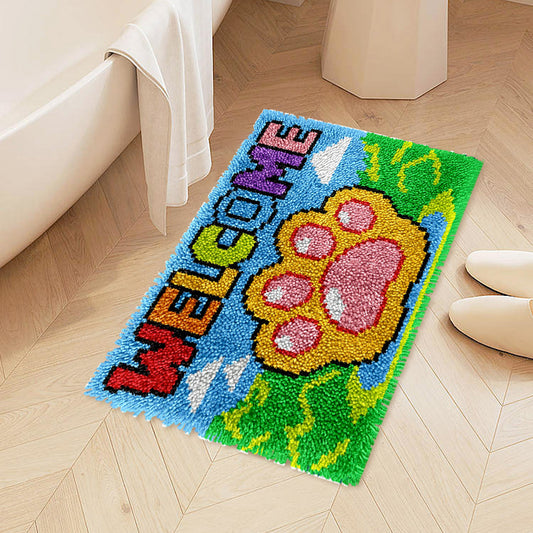 WELCOME Dog Paw Latch Hook Rug Kit