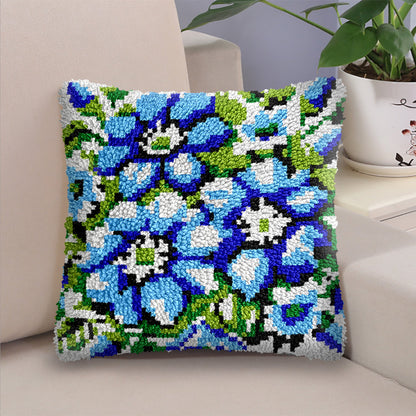 Veirousa Blue Morning Glory Latch Hook Pillow Kit