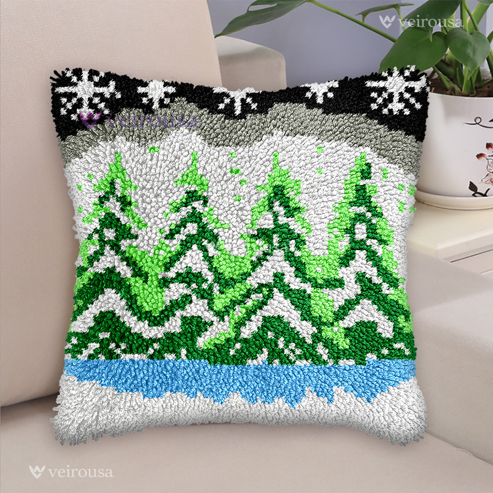 Veirousa Christmas Trees Latch Hook Pillow Kit