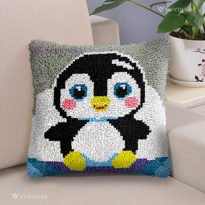 Veirousa Cute Penguin Latch Hook Pillow Kit