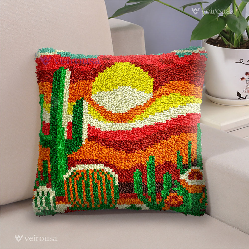 Veirousa Desert Landscape Latch Hook Pillow Kit