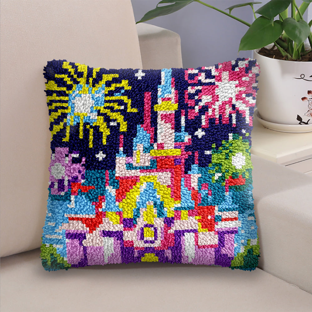 Firework & Castle Latch Hook Pillow Kit| DIY Cushion & Rug Set for ...