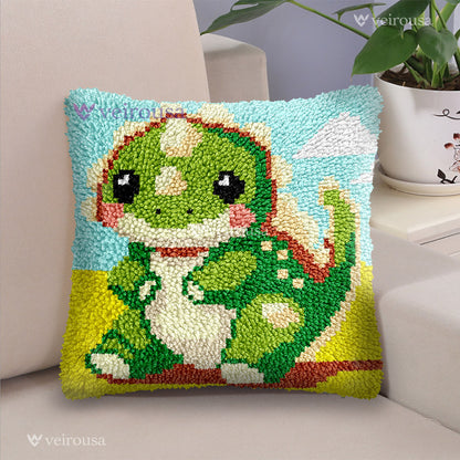 Veirousa Green Spinosaurus Latch Hook Pillow Kit