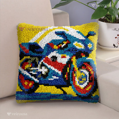 Veirousa Handsome Motorcycle Latch Hook Pillow Kit