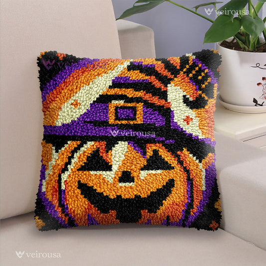 Veirousa Handsome Pumpkin Halloween Latch Hook Pillow Kit