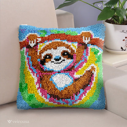 Veirousa Happy Sloth Latch Hook Pillow Kit