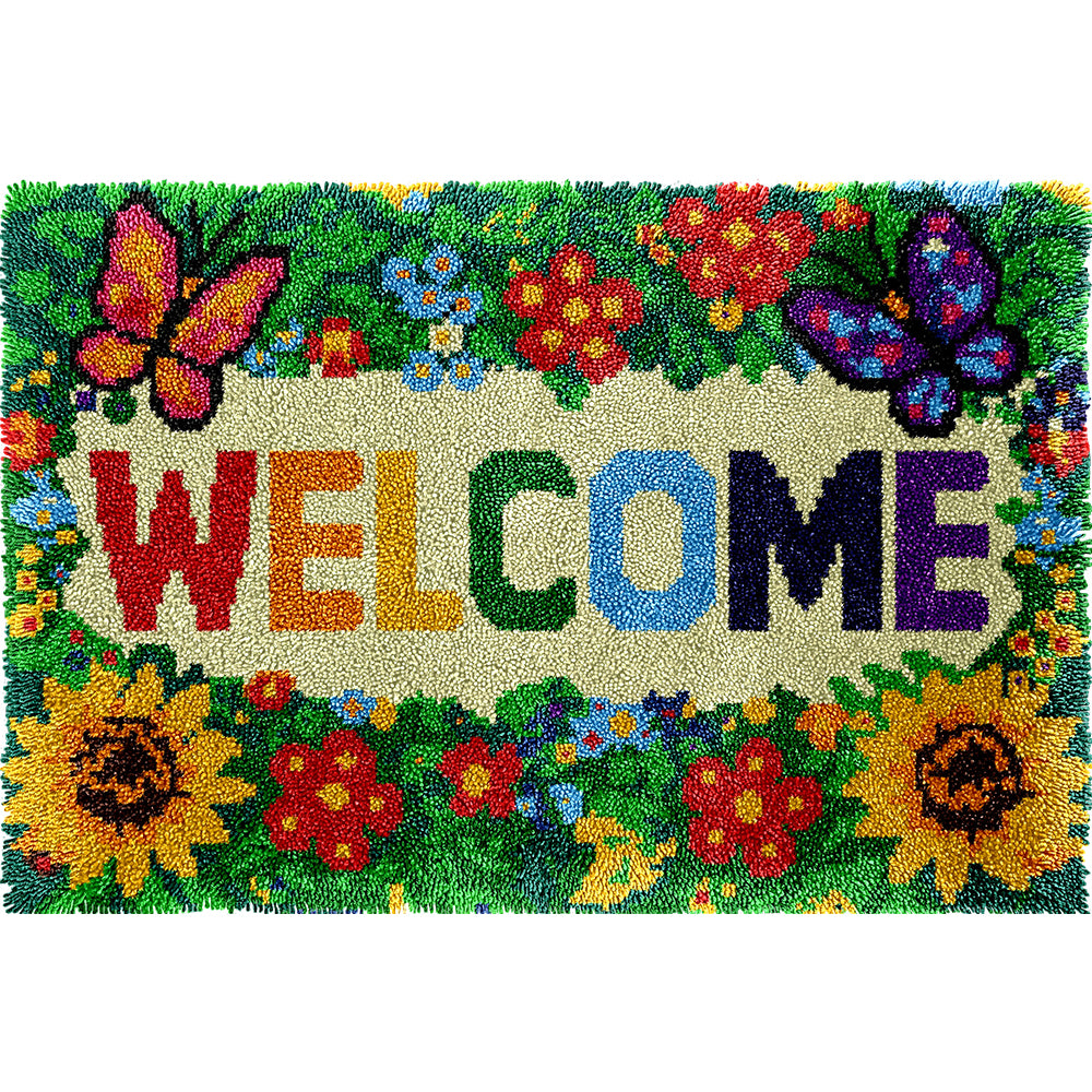 Veirousa Large Size Butterflies And Sunflowers Latch Hook Rug Kit