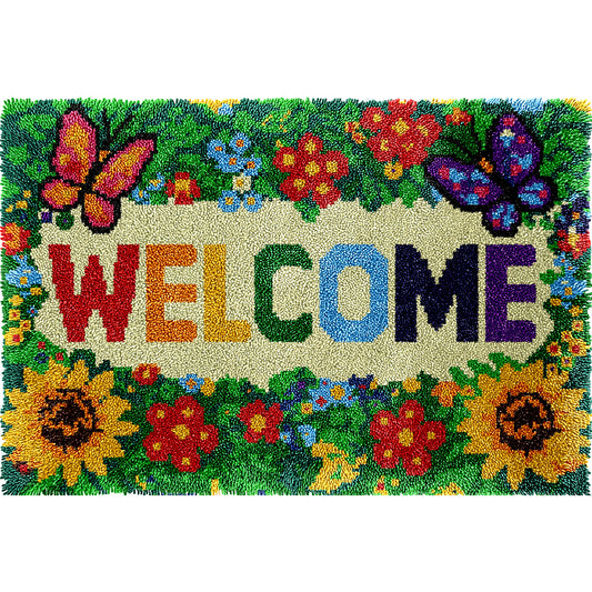 Veirousa Large Size Butterflies And Sunflowers Latch Hook Rug Kit