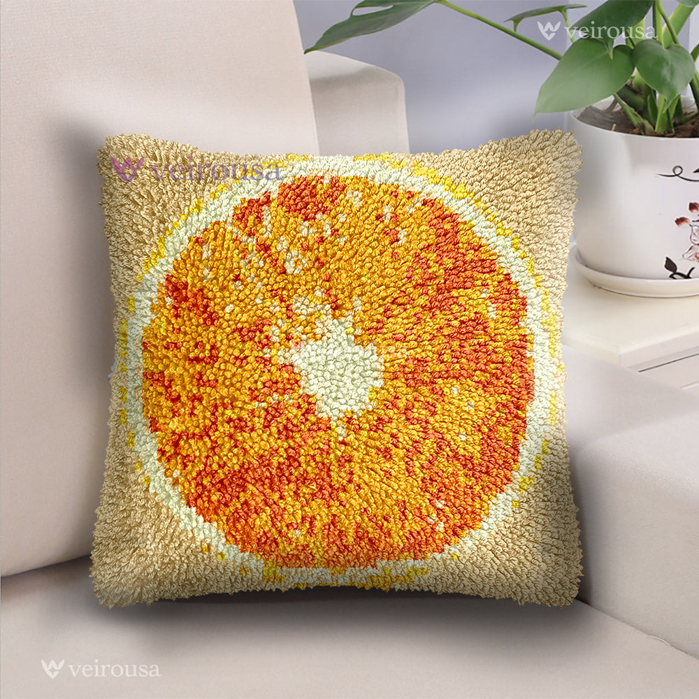 Veirousa Orange Latch Hook Pillow Kit