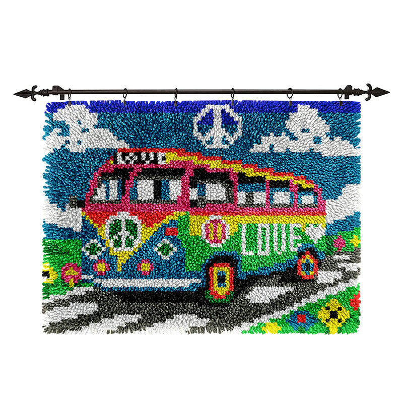 Veirousa Peace Love Bus Latch Hook Rug Kit