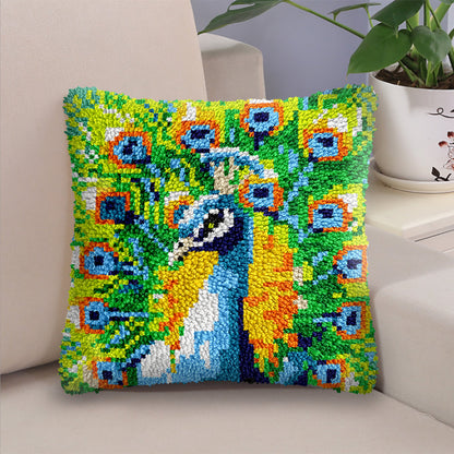 Veirousa Peacock Latch Hook Pillow Kit