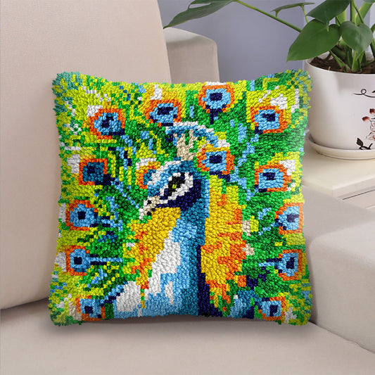 Veirousa Peacock Latch Hook Pillow Kit