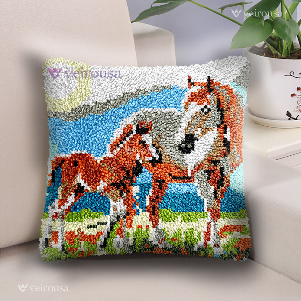 Veirousa Pony and Mom Latch Hook Pillow Kit