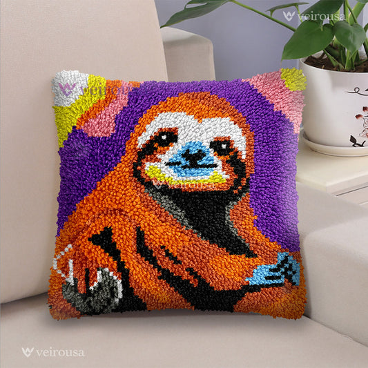 Veirousa Smiling Sloth Latch Hook Pillow Kit