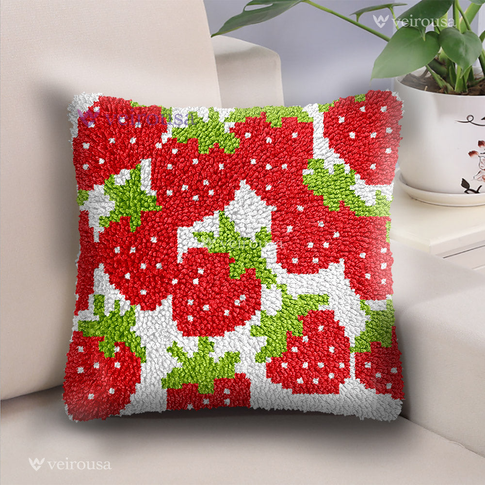 Veirousa Strawberry Latch Hook Pillow Kit