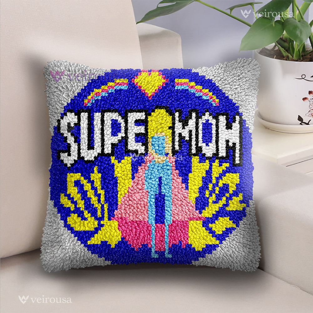 Veirousa Super Mom Latch Hook Pillow Kit