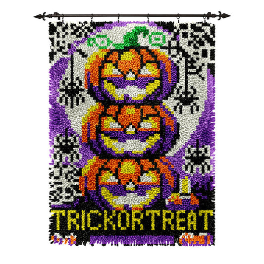 Veirousa Three Pumpkins Halloween Latch Hook Rug Kit