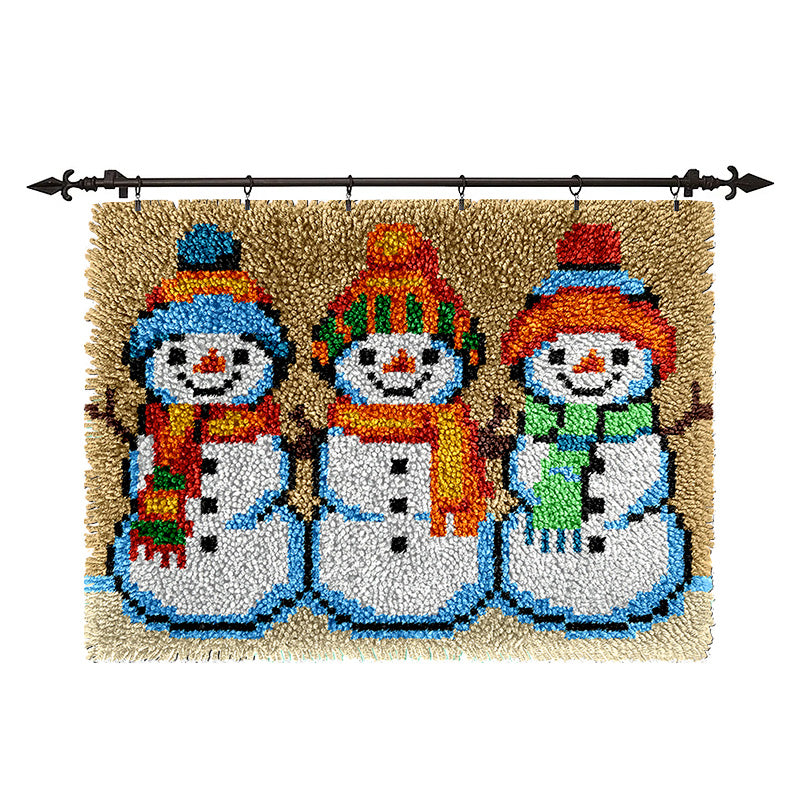 Veirousa Three Snowmen Latch Hook Rug Kit