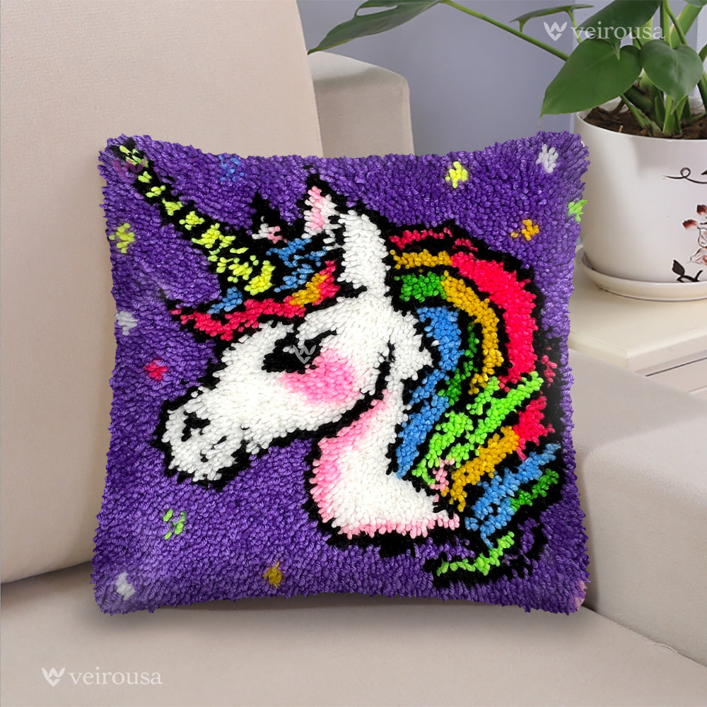 Veirousa Unicorn Princess Latch Hook Pillow Kit
