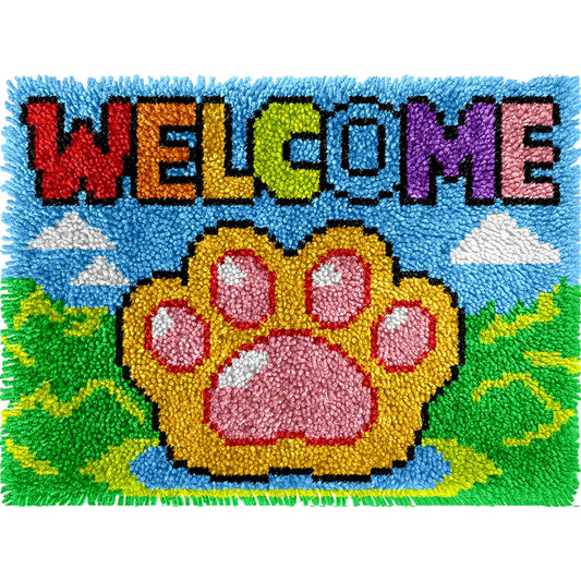 Veirousa Welcome Dog Paw Latch Hook Rug Kit