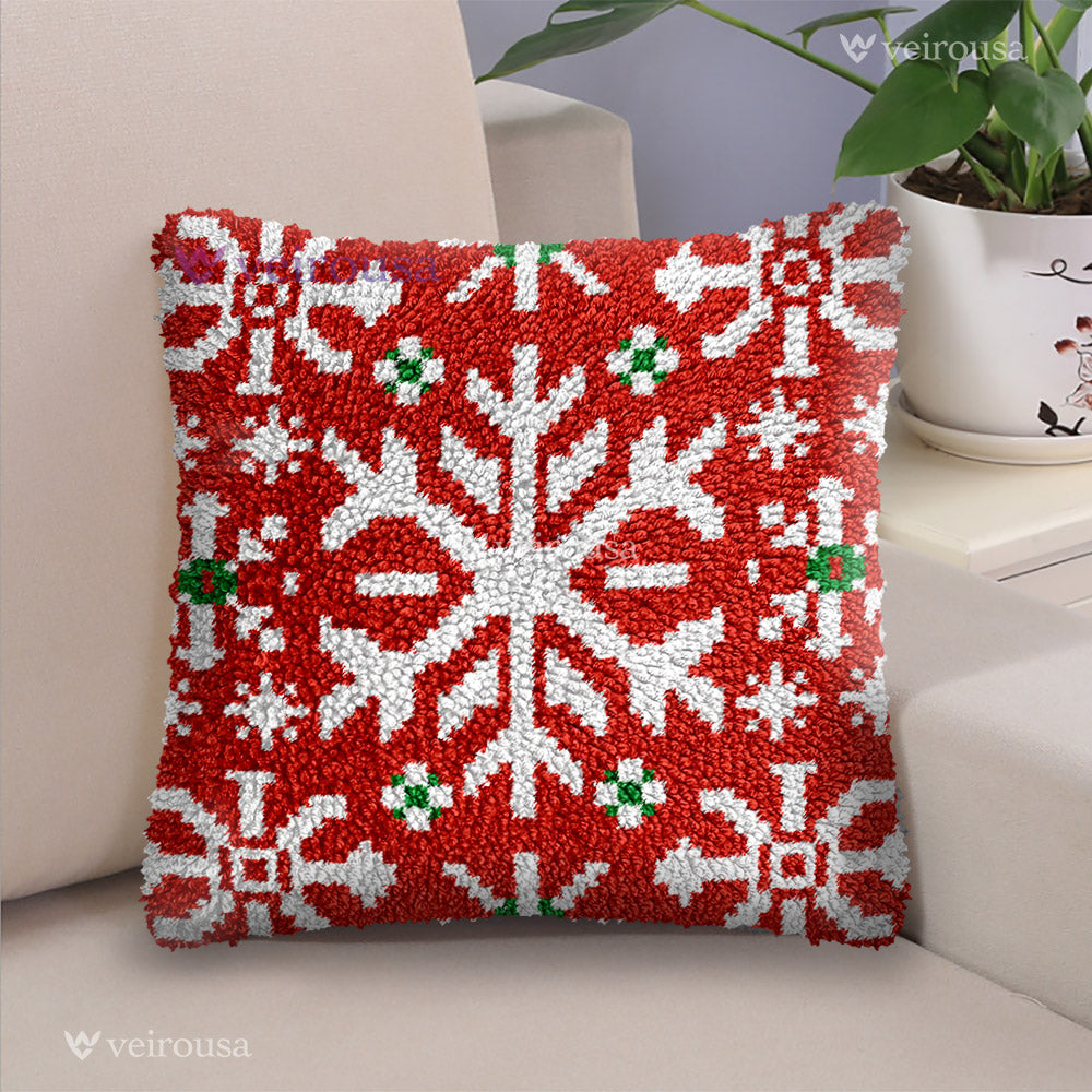 Veirousa Xmas Snowflake Latch Hook Pillow Kit