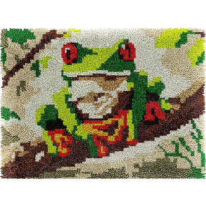 Veirousa Cute Forest Frog Latch Hook Rug Kit