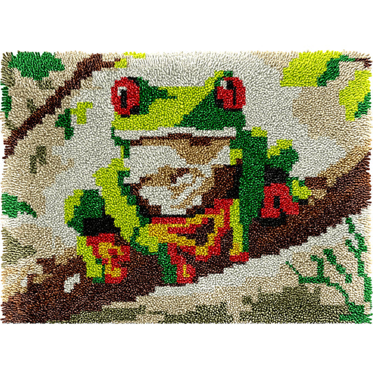 Veirousa Cute Forest Frog Latch Hook Rug Kit