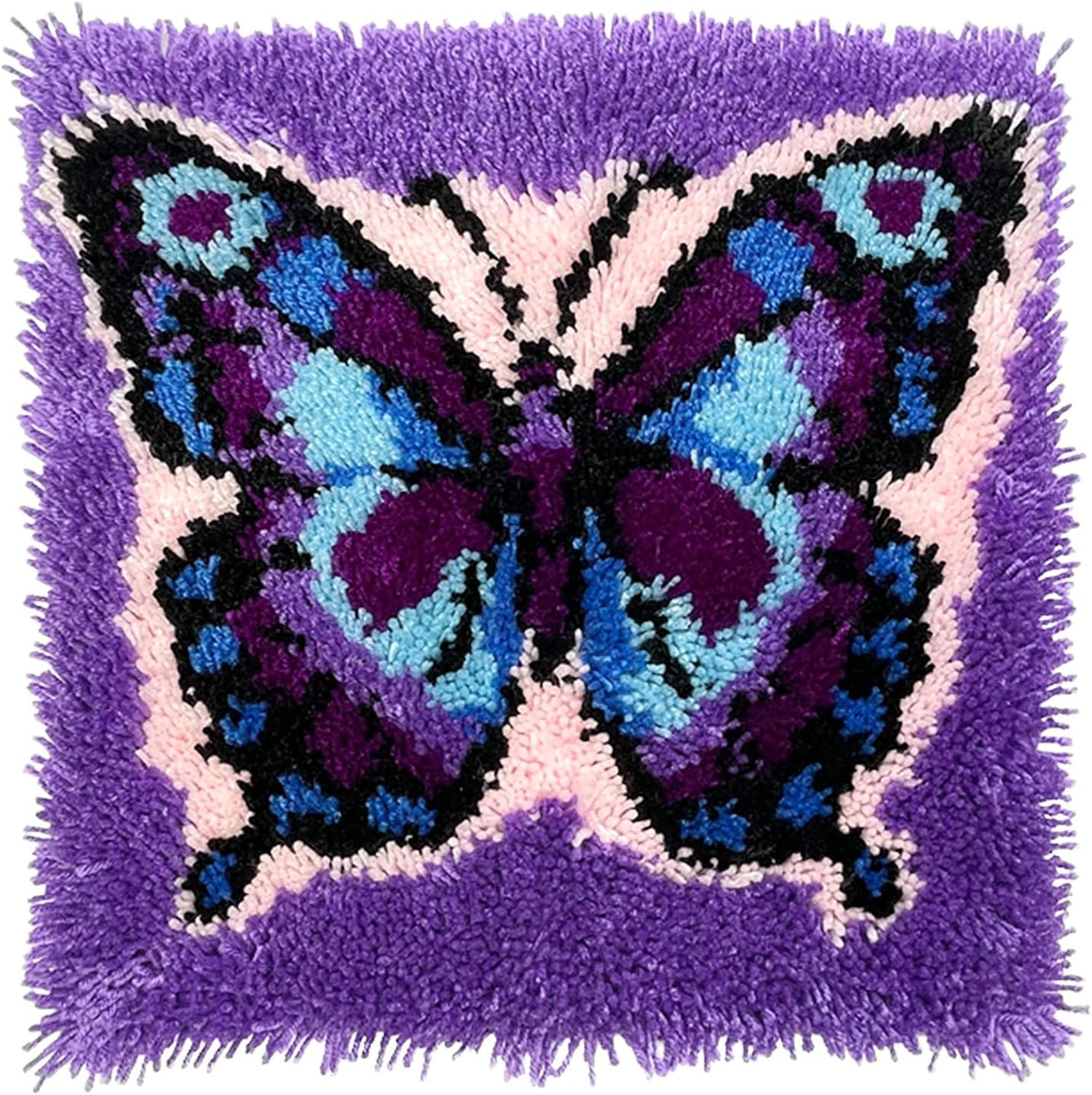 Purple Butterfly Latch Hook Pillow Kit