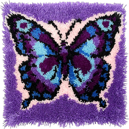 Purple Butterfly Latch Hook Pillow Kit